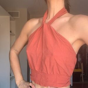 Women's Halter Neck Top in Rust